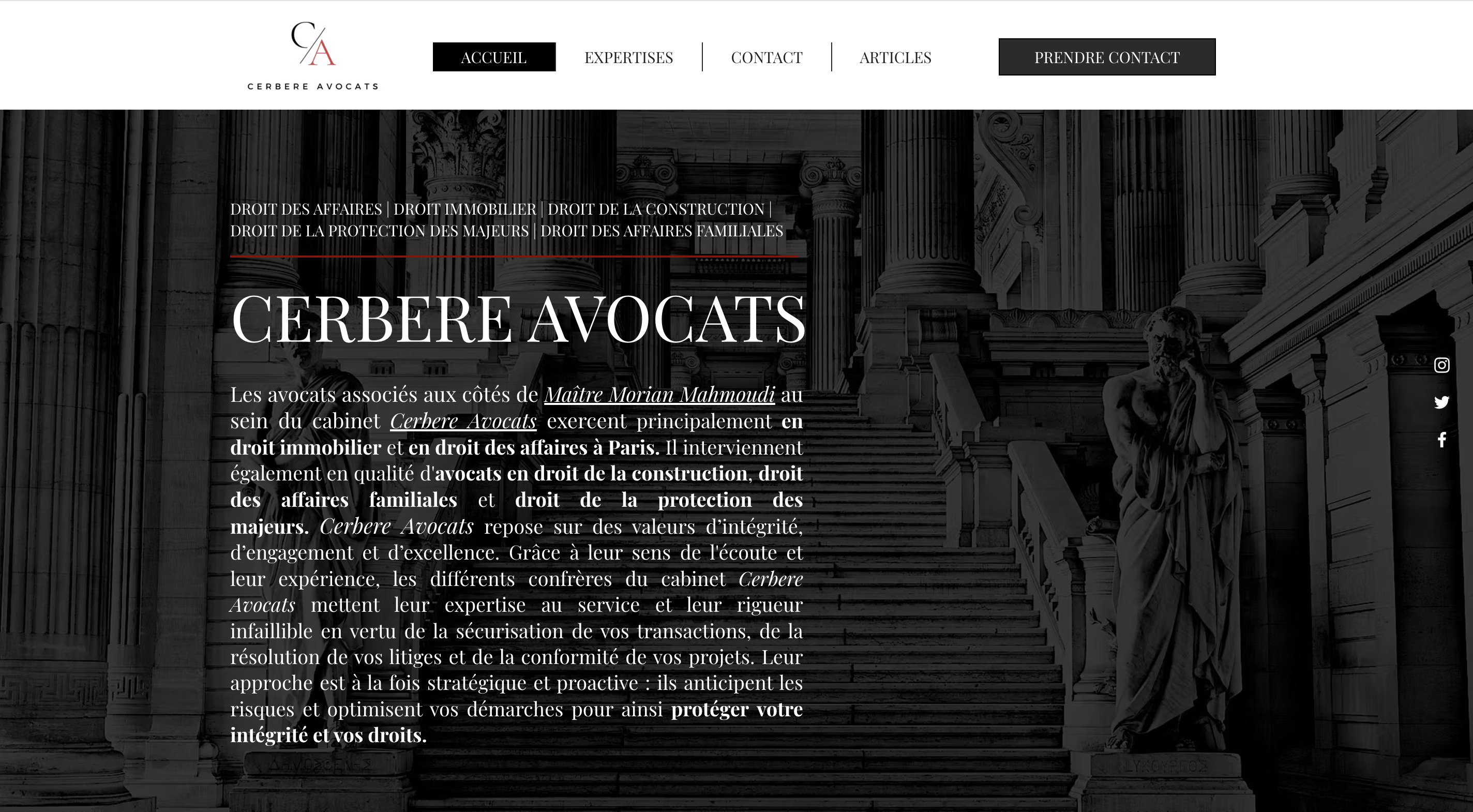 création de site pour cerbere avocats cabinet d'avocats à Paris